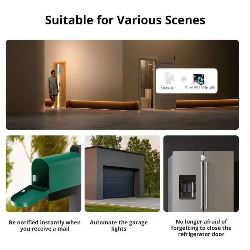 SONOFF SNZB-04P Zigbee Door Window Sensor Local Smart Scene Linkage Tamper Alert Home Security Works With Alexa Google Home