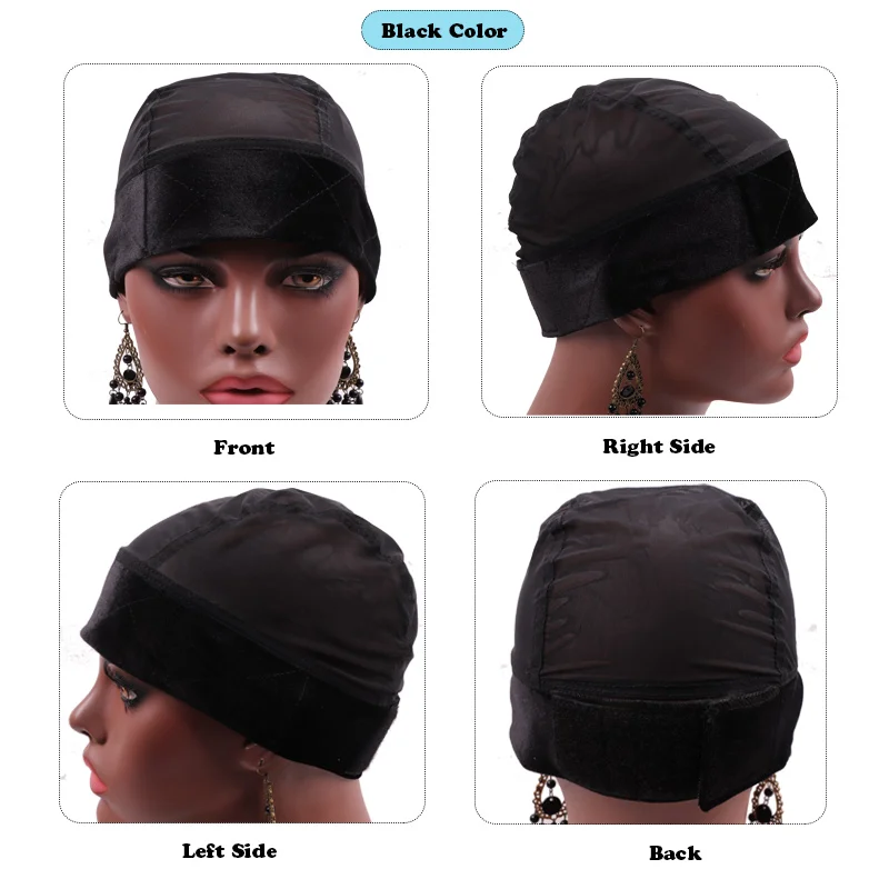 Bonnet de poignée de perruque en maille avec bande de sauna en velours, bandeau de sauna réglable, bonnet pour perruques exécutives, bonnet breton respirant, IQUE dex noir et beige