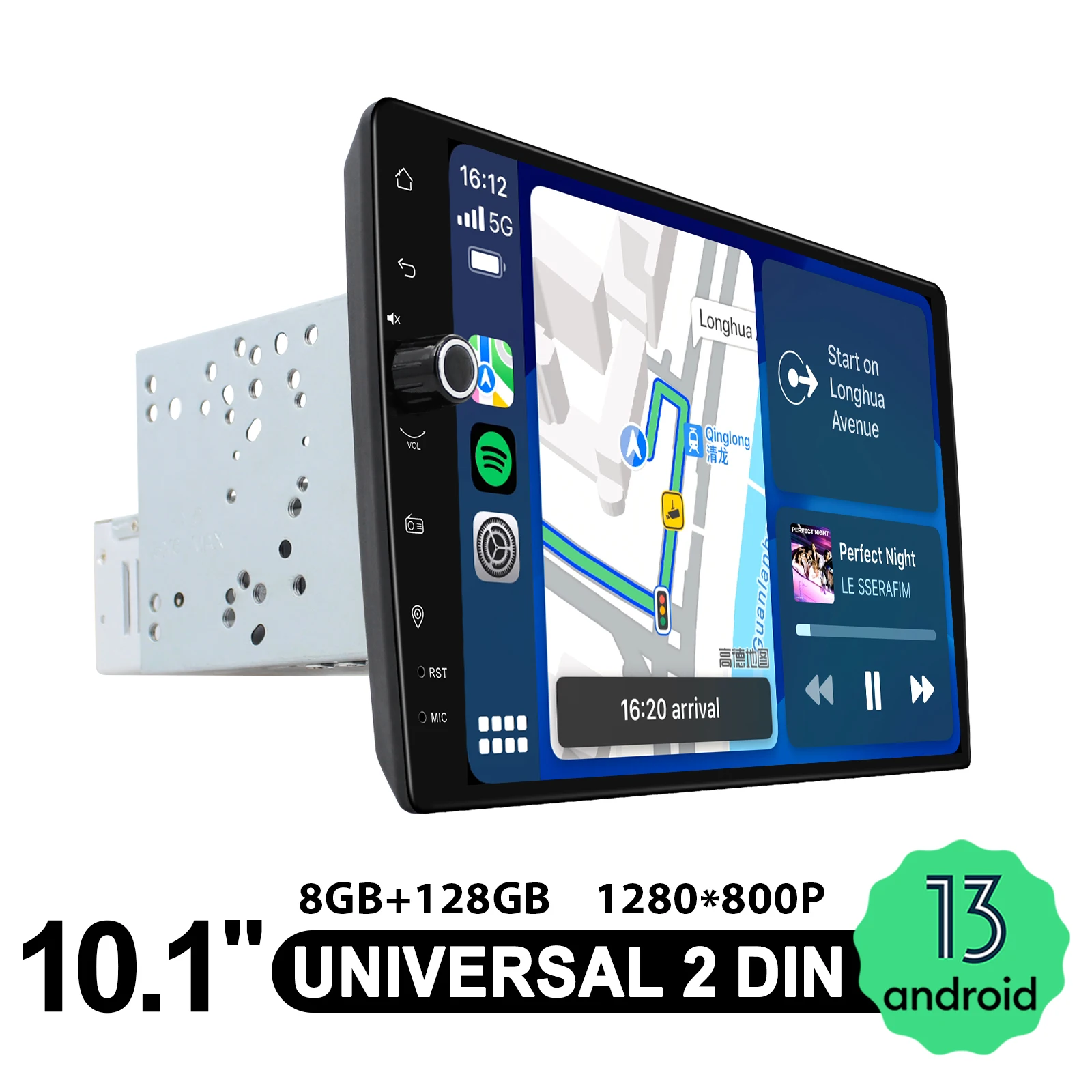 JOYING كبير 10.1 بوصة راديو السيارة ستيريو مع حجم المادية مقبض بلوتوث الوسائط المتعددة مشغل MP5 Carplay وأندرويد السيارات FM/RDS #4