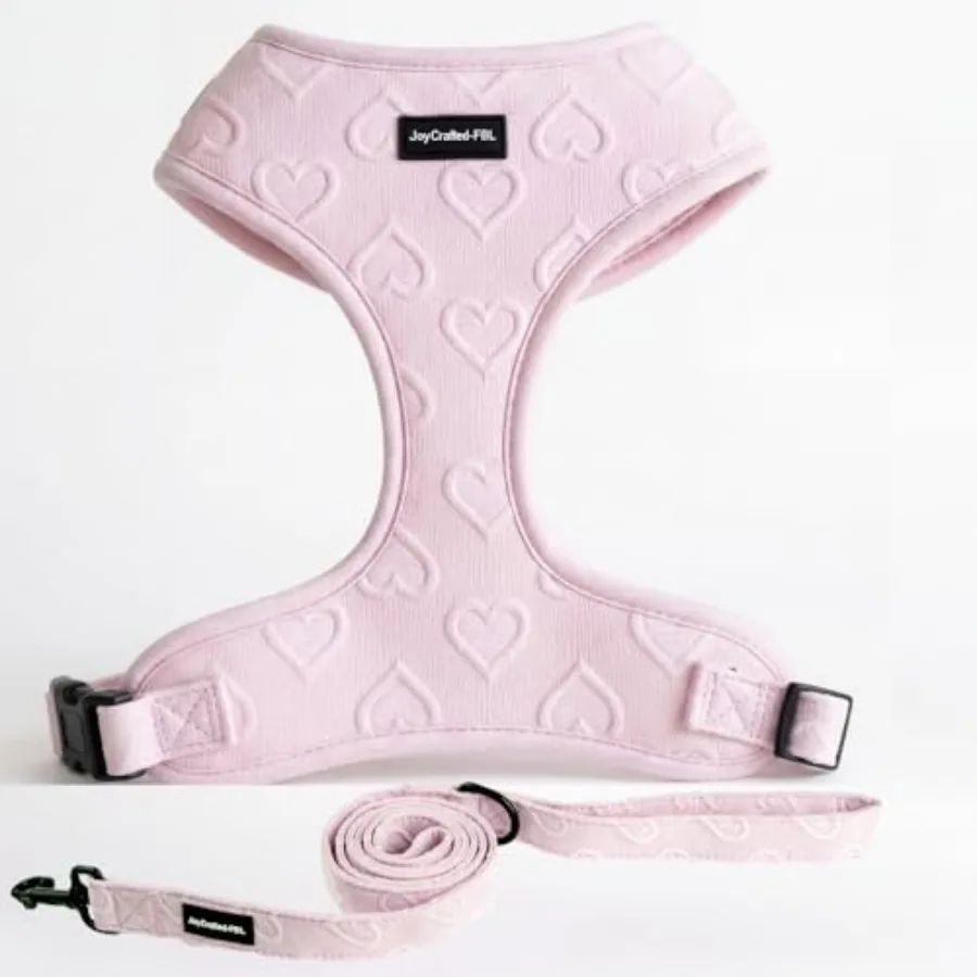 

Набор: шлейка-жилетка для собак без натяжения и поводок, легкий, дышащий неопрен, милый узор в виде сердечек, регулируемый, легко надеваемый, с мягкой подкладкой, с B