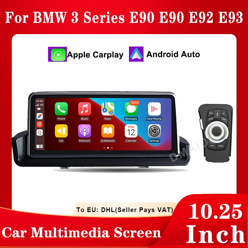 

For BMW 3 Series E90 E91 E92 E93 10.25" Android Auto Wireless Apple CarPlay Car Multimedia 2005-2012 Head Unit Touch Screen