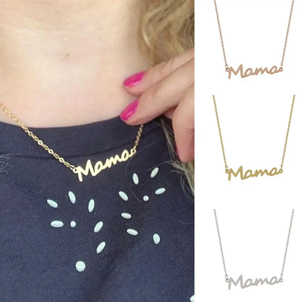 Letter Necklace Mother's Day Mama Letter Pendant Necklace 3 Colors Mom Nameplate Clavicle Chain Choker Creative Jewelry Gifts