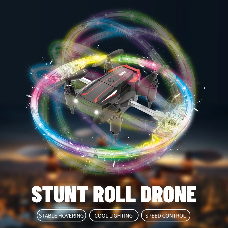 Cool Led Drone 360Degree Roll Colorful Luminous Ball Stunt Tumbling Quadcopter Toy Children's Mini Remote Control Flying Toy