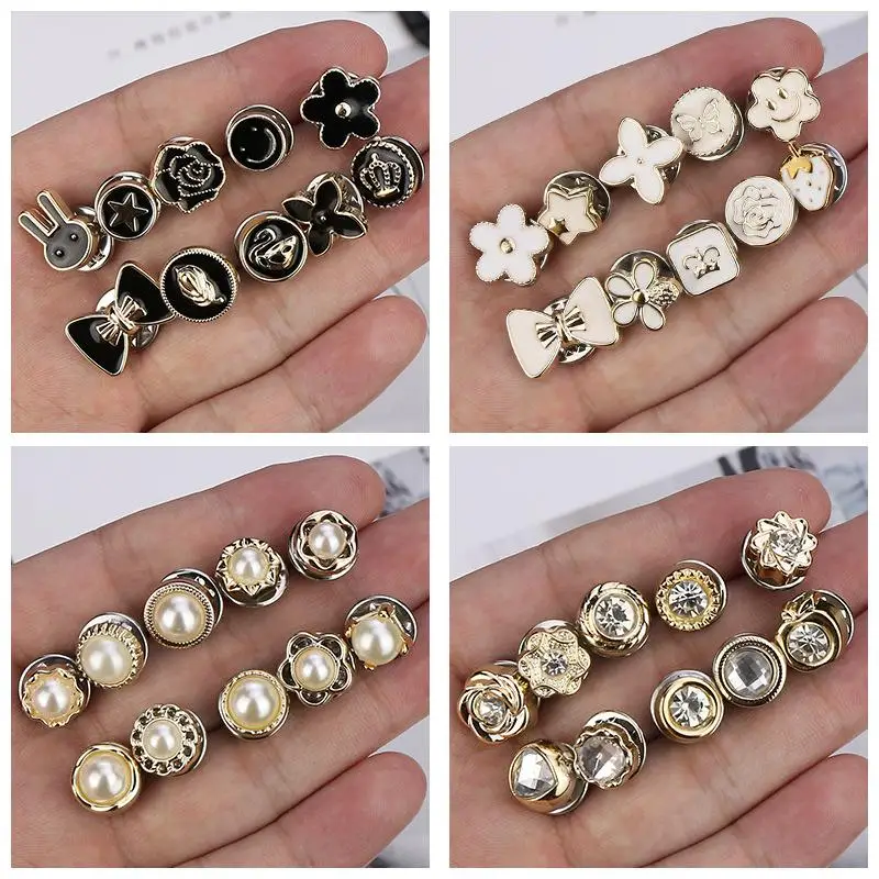 10pcs Button Brooch Free Sewing Exposure Buttons Brooch Pins Badge Cufflinks Button Detachable Button Clothes Decor