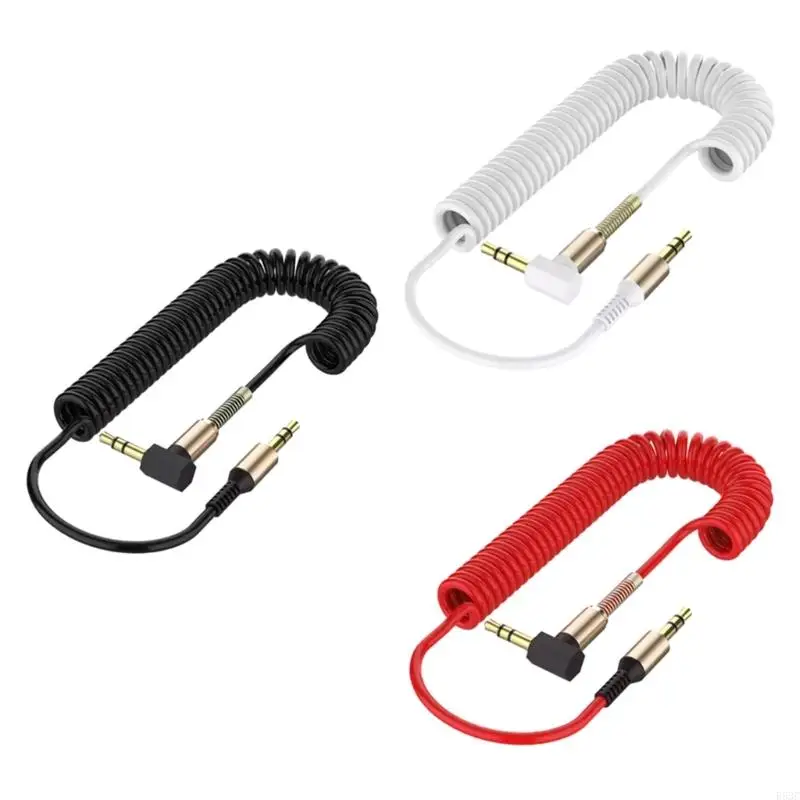 

652F 3.5mm Elbow Spring Expansion Sound Adapter 3.5mm to 3.5mm Male Plug Sound Cable Flexible Spring Cable AUXs Line