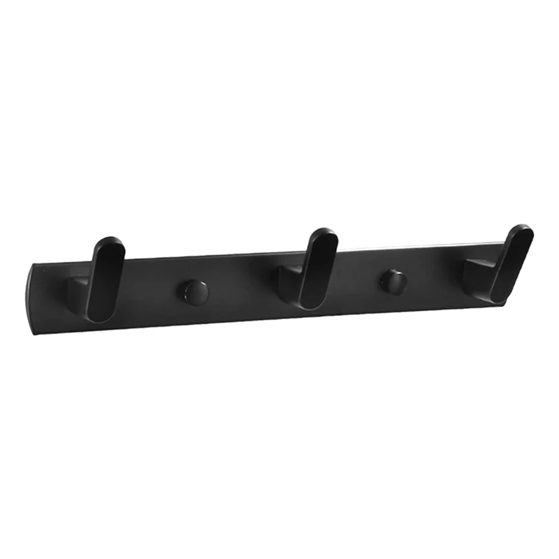 3-Hook Wall-Mounted Black Coat Rack Row Hooks For Kitchen And Bathroom Wardrobe Fitting Rooms