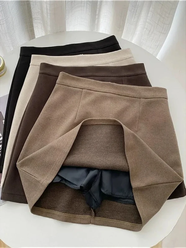 

plus Size Women's High Waist A-Line Skirt Korean Sle Woolen Skirts Spring Summer Autumn New Arrival ort Skirts