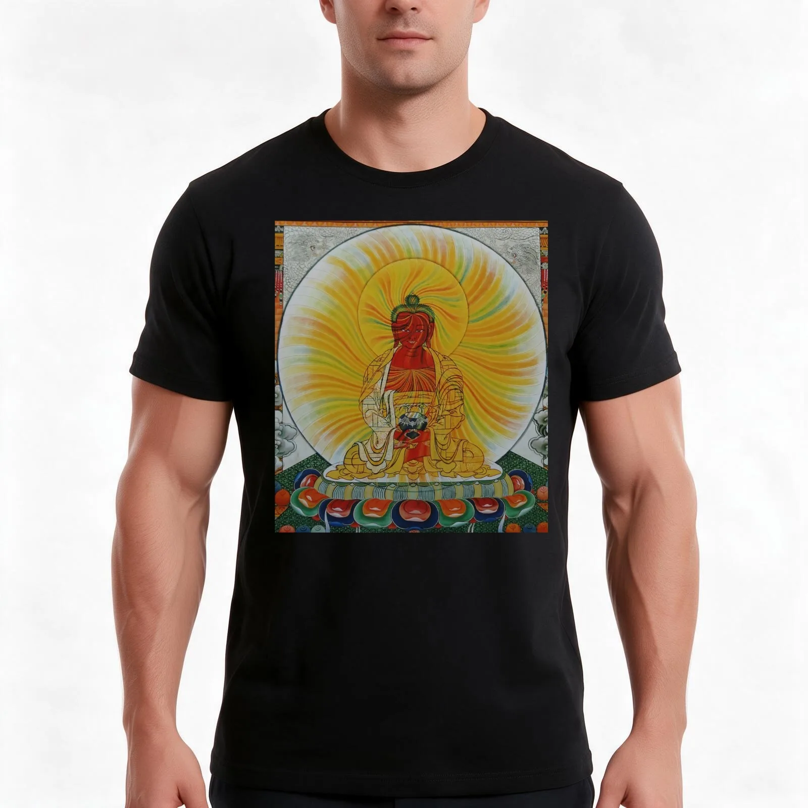 Dzogchen Buddhism - Rainbow Body - 04 T-Shirt, Summer Casual Cotton Tee, Oversized Streetwear Tops, Vintage Graphic Print
