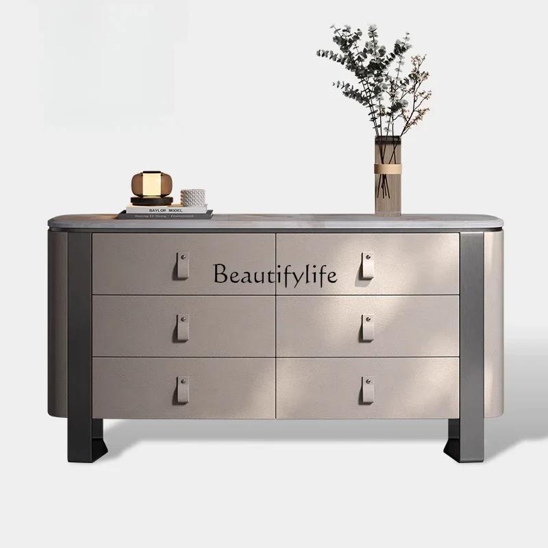 

ls 42Italian minimalist light luxury six-chest cabinet natural marble side cabinet