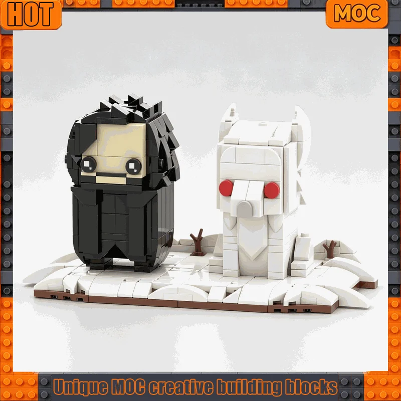 410PCS MOC Block Head Style Hooded Knight and White Wolf Animal Model Building Blocks DIY Educational Assembly Toy Popular Gift