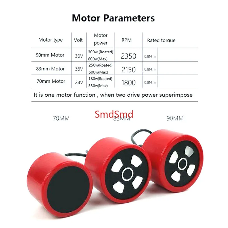 1PCS 70mm 83mm 90mm Dual Drive  350W 500W 600W Electric Skateboard Hub Motor