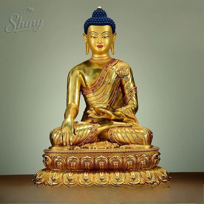 

Copper Gilding Inlay Sakyamuni Buddha Statue Nepal Tibet Siddhartha Gautama Sculpture Buddhist Decorations