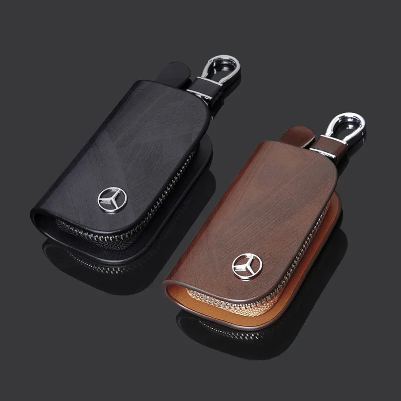 Leather Key Wallet Car Key Bag Multi Function Key Case for Mercedes Benz W168 W124 W205 W211 CLA W176 CLS GLA GLC GLE GLK SLK