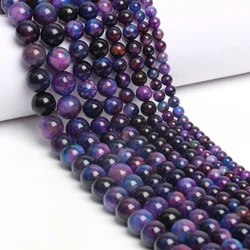 6 8 10 12mm Nature Stone Purple Starry Sky Round Beads Spacer Beads Jewelry Making DIY Earring Bracelets Necklaces Accessory