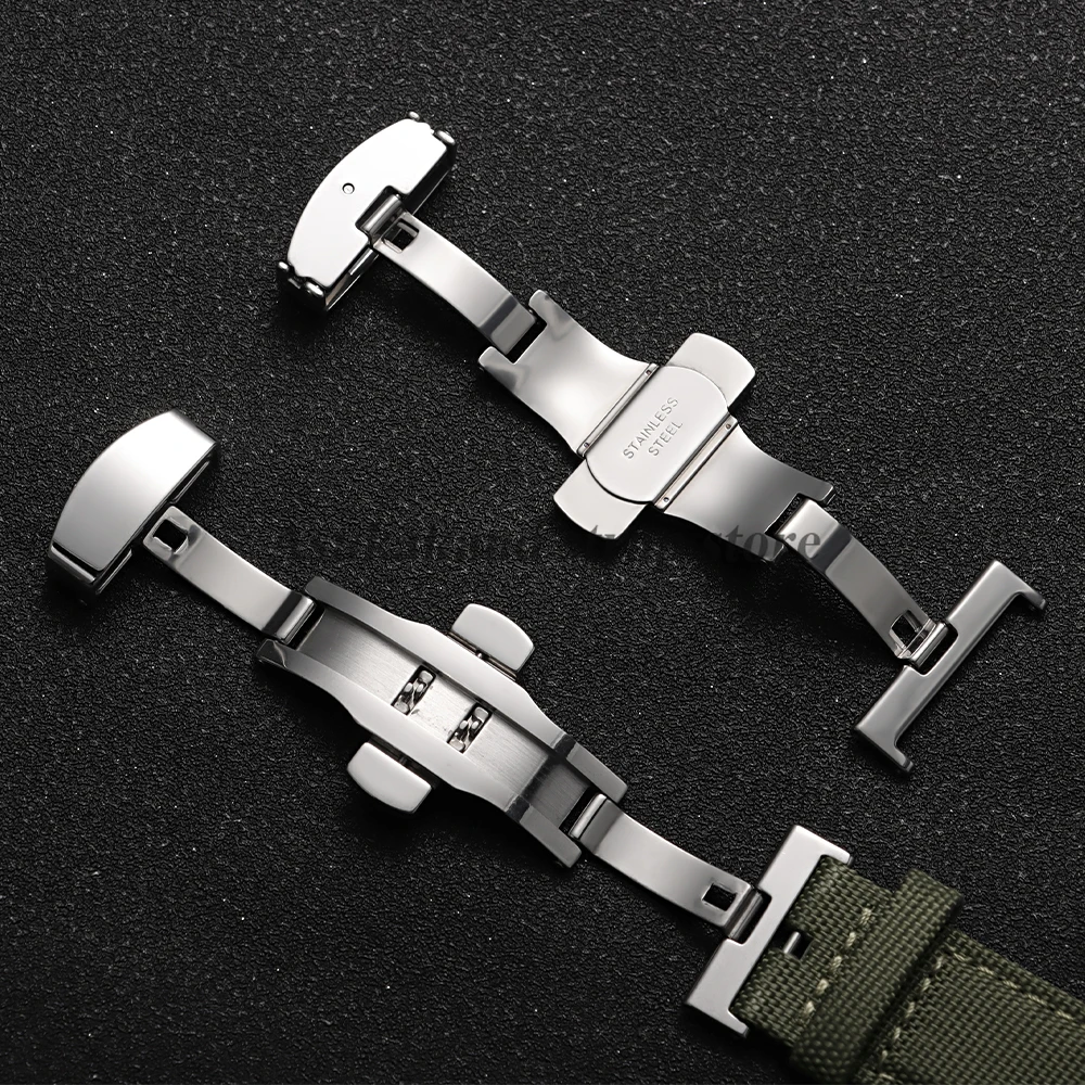 10mm 12mm 14mm 16mm 18mm 20mm 22mm fivela borboleta de aço inoxidável polido botão bloqueio pulseira de relógio de couro fecho de metal