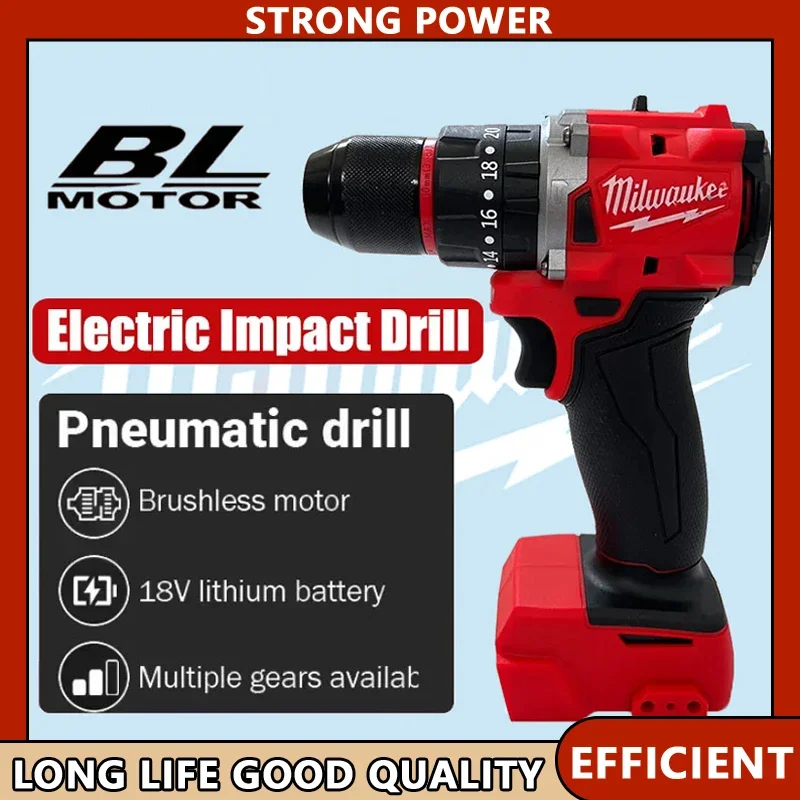 

Milwaukee Small Electric Drill 150N.m Brushless Cordless Impact Drill of Decoration Team Uses For 18V Battery Power Tool