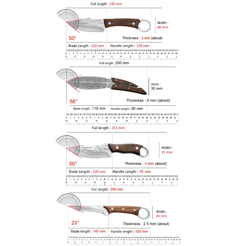 Hand Forged Boning Knife Wooden Handle Sharp Kitchen Meat Cutting Knife with Leather Sheath for Beef Pork Fish Slicing
