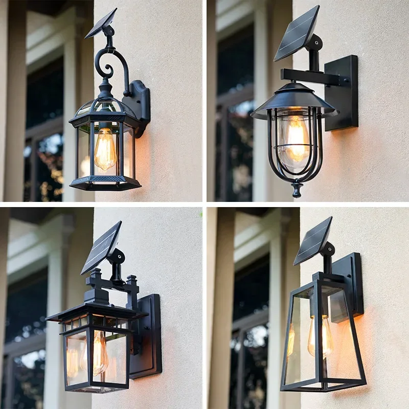 Waterproof LED Solar Wall Lights Villa Courtyard Exterior Light Outdoor Terrace Pendant Lighting