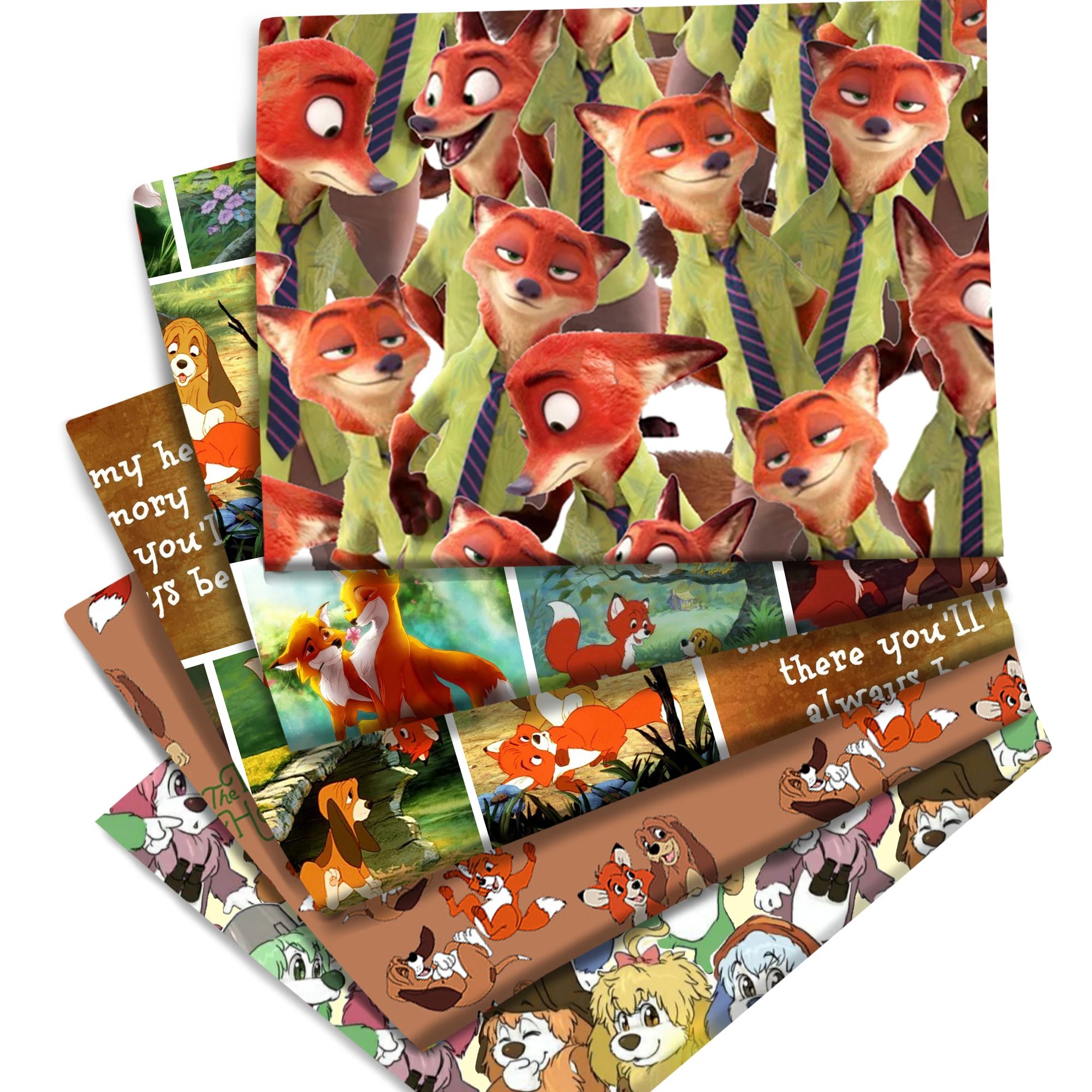 Tela de algodón de Disney The Fox and the Hound Zootopia, tela estampada, costura de retazos, accesorios de Material DIY