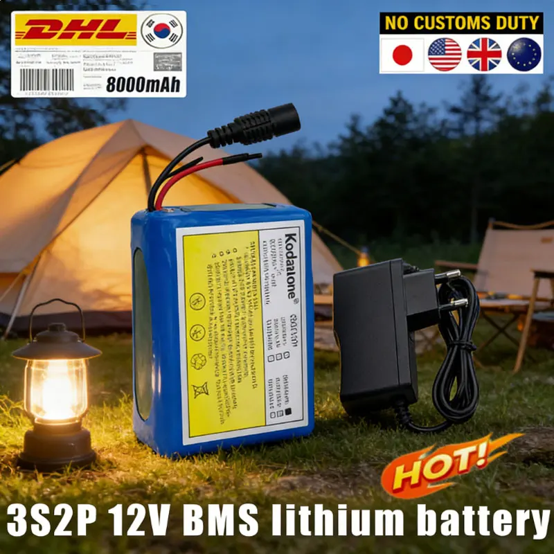 

2026 12V High-performance 8000mAh Batterie️18650 Li-Ion akkus mit BMS Lithium-Battery packs Schutz Bord + ladegerät