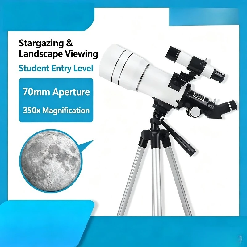 telescope-astronomique-30070azm-entierement-blanc-70-mm-grande-ouverture-intelligent-et-portable-ideal-pour-les-enfants-et-les-debutants-avec-accessoires-gratuits