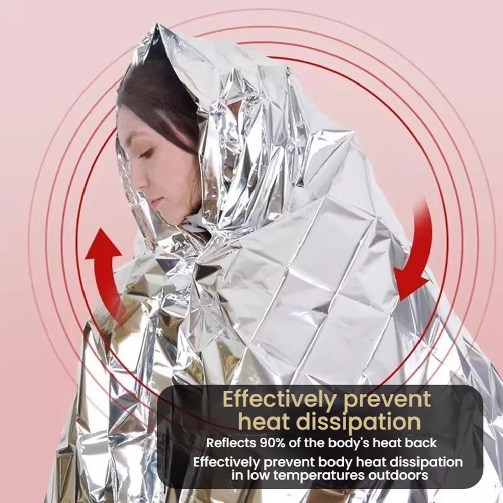 Notfall-Foliendecke, Outdoor, Überleben, Erste Hilfe, Militär-Rettungsset, winddichte, wasserdichte Folien-Thermodecke für Camping ﻿