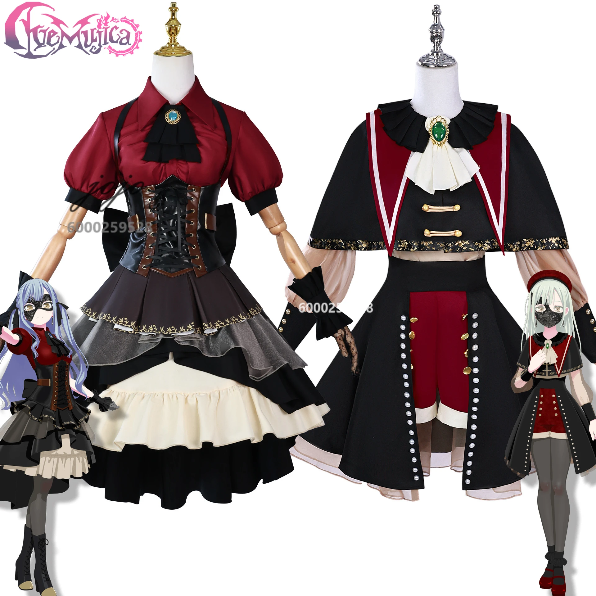 

Ave Mujica Anime Sakiko Togawa Cosplay Costume Oblivionis Stage Uniforms Wakaba Mutsumi Dress Mortis Halloween Party Comic Con