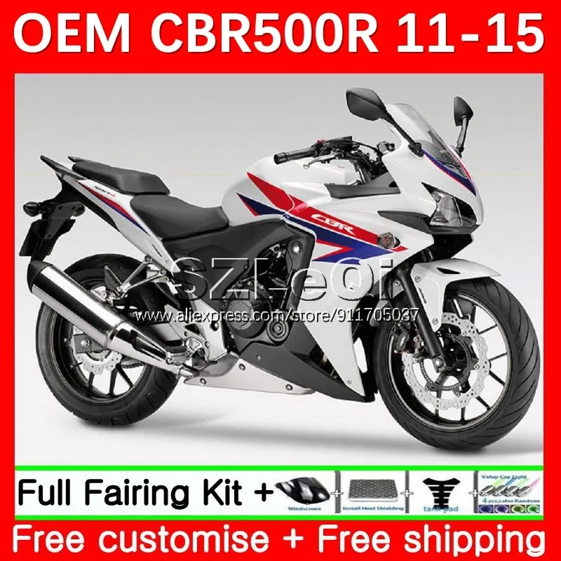 Injection For HONDA CBR 500R 500 CBR500 R RR 60No.53 CBR500R 11 12 13 14 15 500CC 2011 2012 2013 2014 2015 White red Fairing