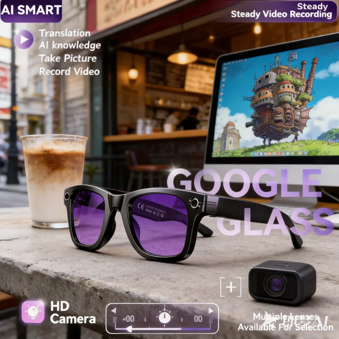 

Exclusive AI Smart Glasses Supreme 800W Camera AI Glasses Men Refined Color-Changing Smart Translation Glasses Dynamic Vide