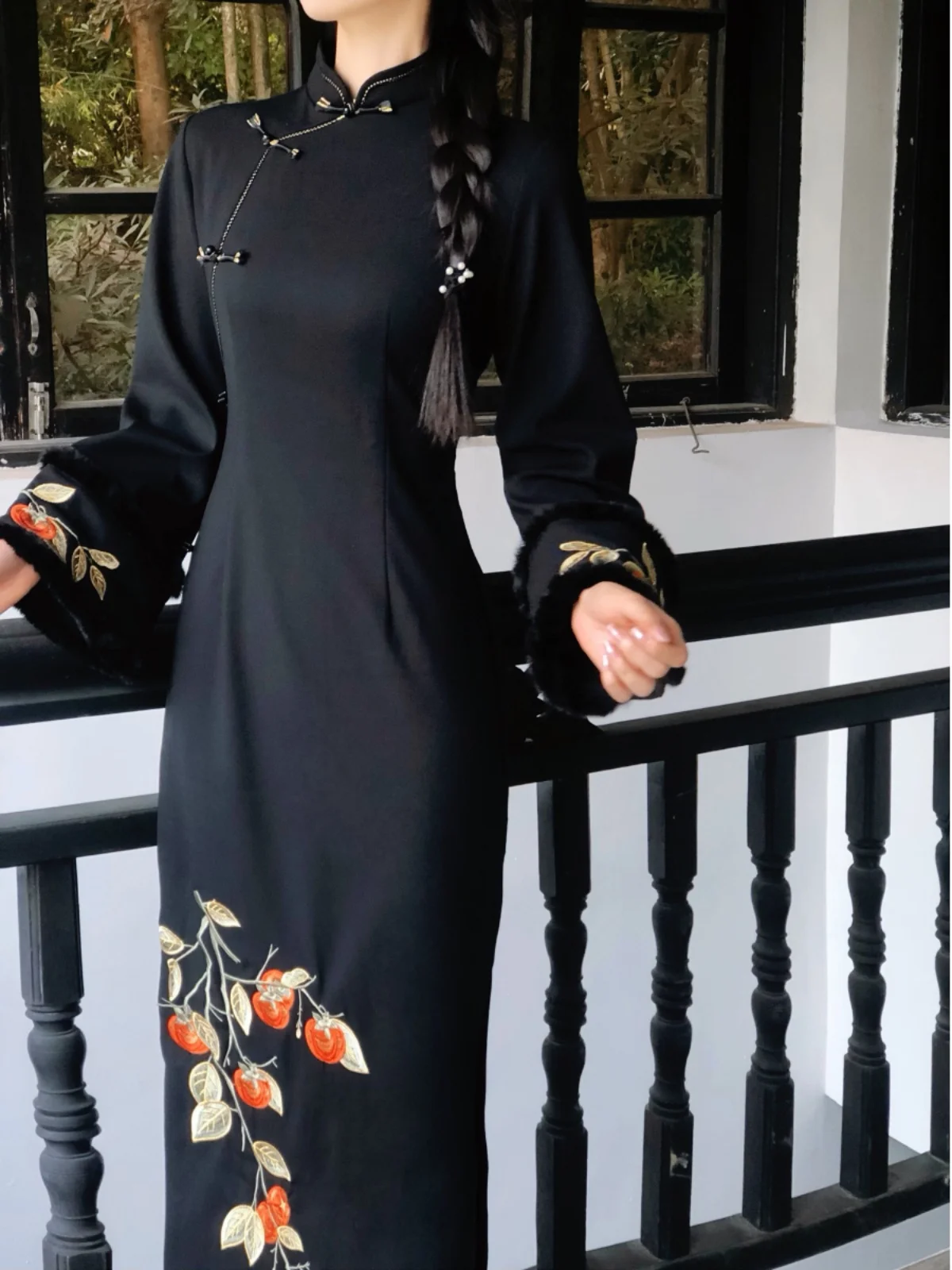 

Элегантное женское платье Ele Bla с вышивкой в оранжево-гранатовых тонах, утяжеленное, длинное, модное, в стиле ретро, для повседневной носки