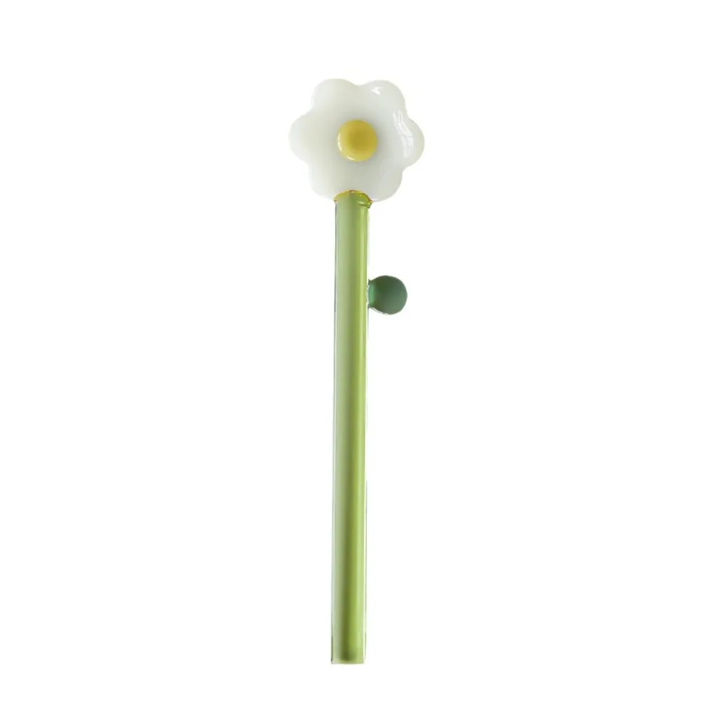 

Transparent Long Handle Glass Spoon Colored High Borosilicate Dessert Spoon Heat Resistant Flower Shaped Coffee Stirring Spoon
