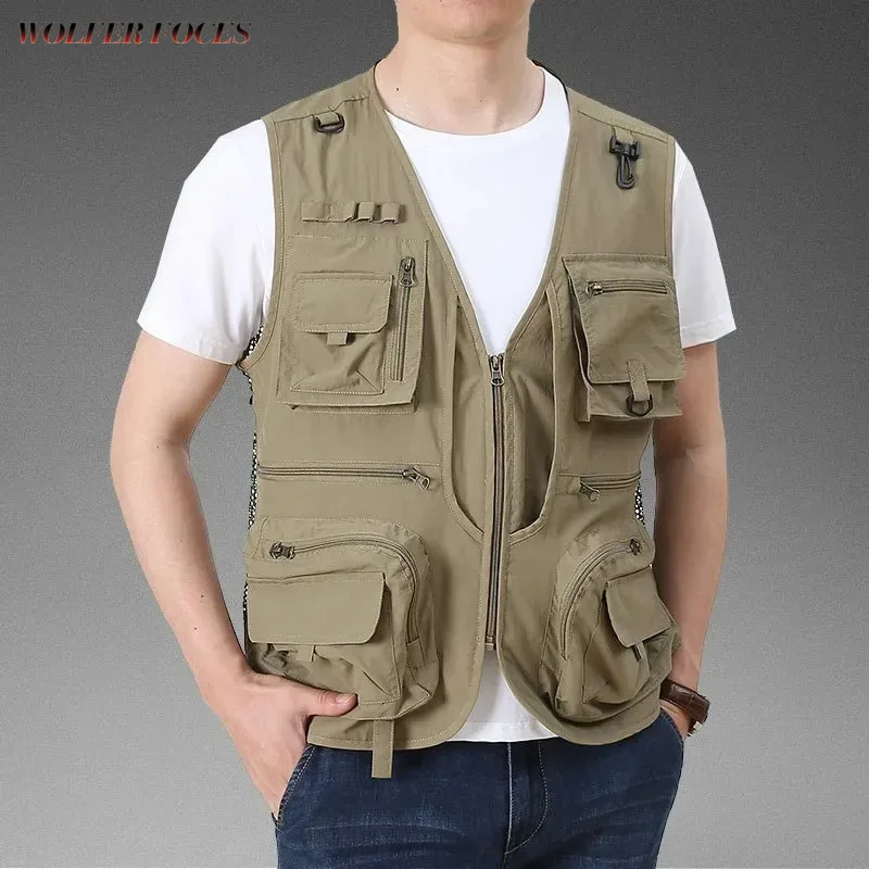 

Tactical Embroidered Vest Plus Size Outerwear Hunting Male Coat Windbreaker Camping Multi-pocket Formal Sleeveless Jacket Men's