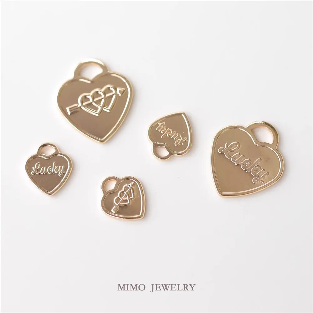 

1PCS Copper-plated Real Gold Smooth Luck Heart Lock Pendant DIY Handmade European and American Style Accessory