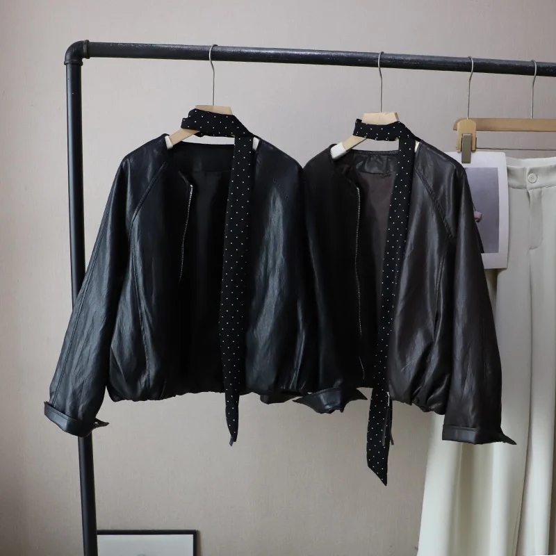 بارد ort جلد Jaet المرأة القهوة اللون الرجعية Sle دراجة نارية Jaet الخريف وصول جديد رقيقة بو معطف جلد ل Youn... #4