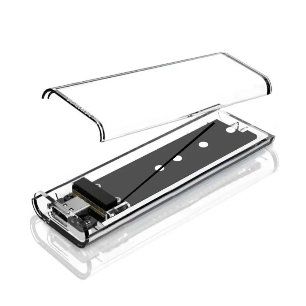 New Plastic M.2 SSD Enclosure Transparent Plug and Play NVMe SSD Enclosure Portable SSD Adapter NGFF SSD Enclosure Dual Protocol