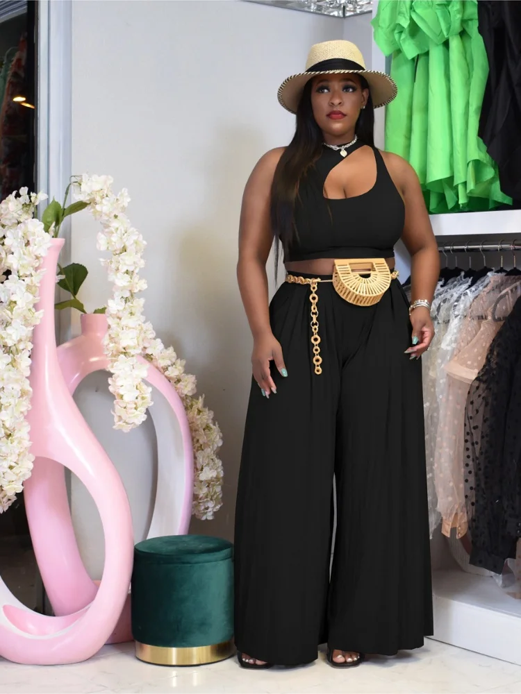 

Three Sisters 2025 Summer New Off Shoulder Fashion Sleeveless Pants Solid Two Piece Comfortable Casual Sexy Women's Wear