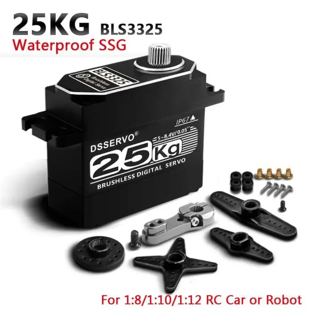 25KG Digital Servo Motor All-Metal BLS3325 180/270/360 7.4V Waterproof IP67 High Speed Brushless for 1:8 1:10 1:12 RC Car Robot