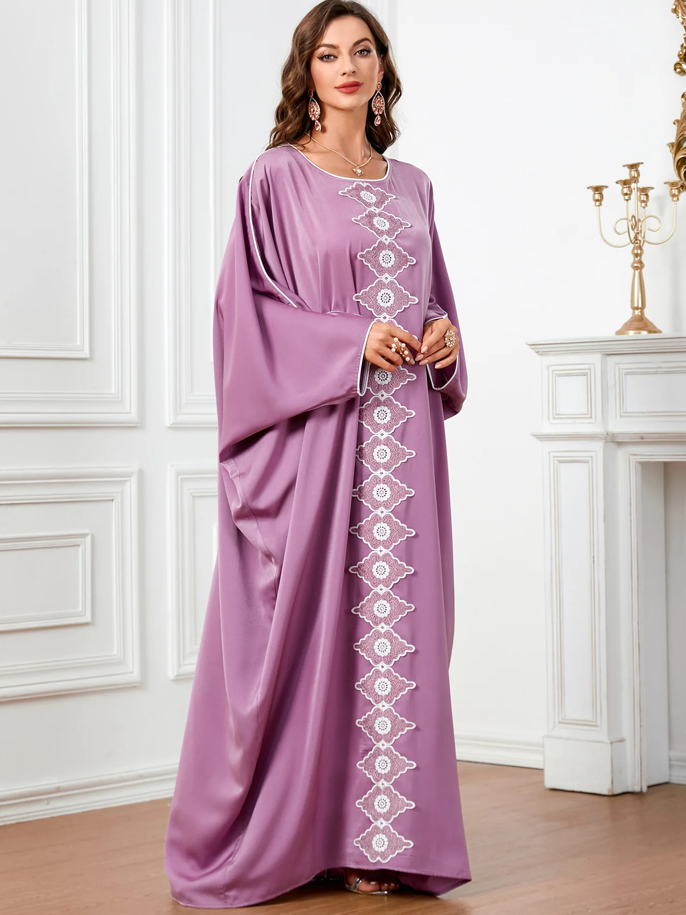 Eid Arab Muslim Party Dress for Women Abaya Alabiya Long Dresses Bat Sleeve Jafrican Kaftan Vestidos Dubai Ramadan Gown Robe