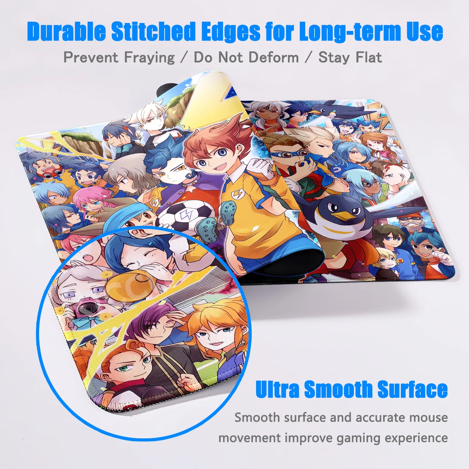 Large Size Anime Carpet Inazuma Eleven Computer Mousepad XXL Lock Edge Keyboard Game Cabinet Deskmat Gaming Accessories Mice Mat