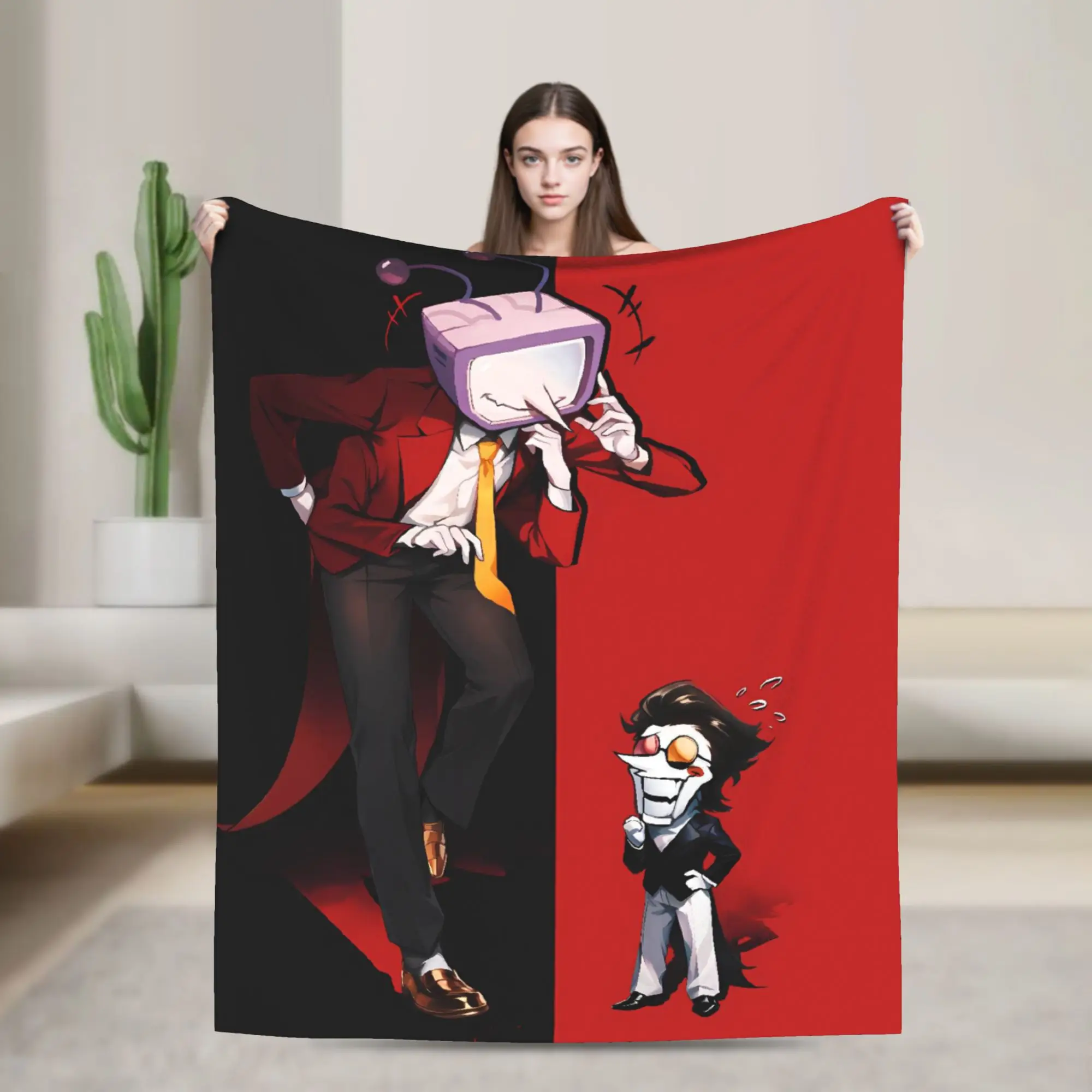 Spamton And Tenna Child Of Divorce Deltarune Game Blanket Super Warm Plush Throw Blanket For Outdoor Flannel Bedspread Bed Cover