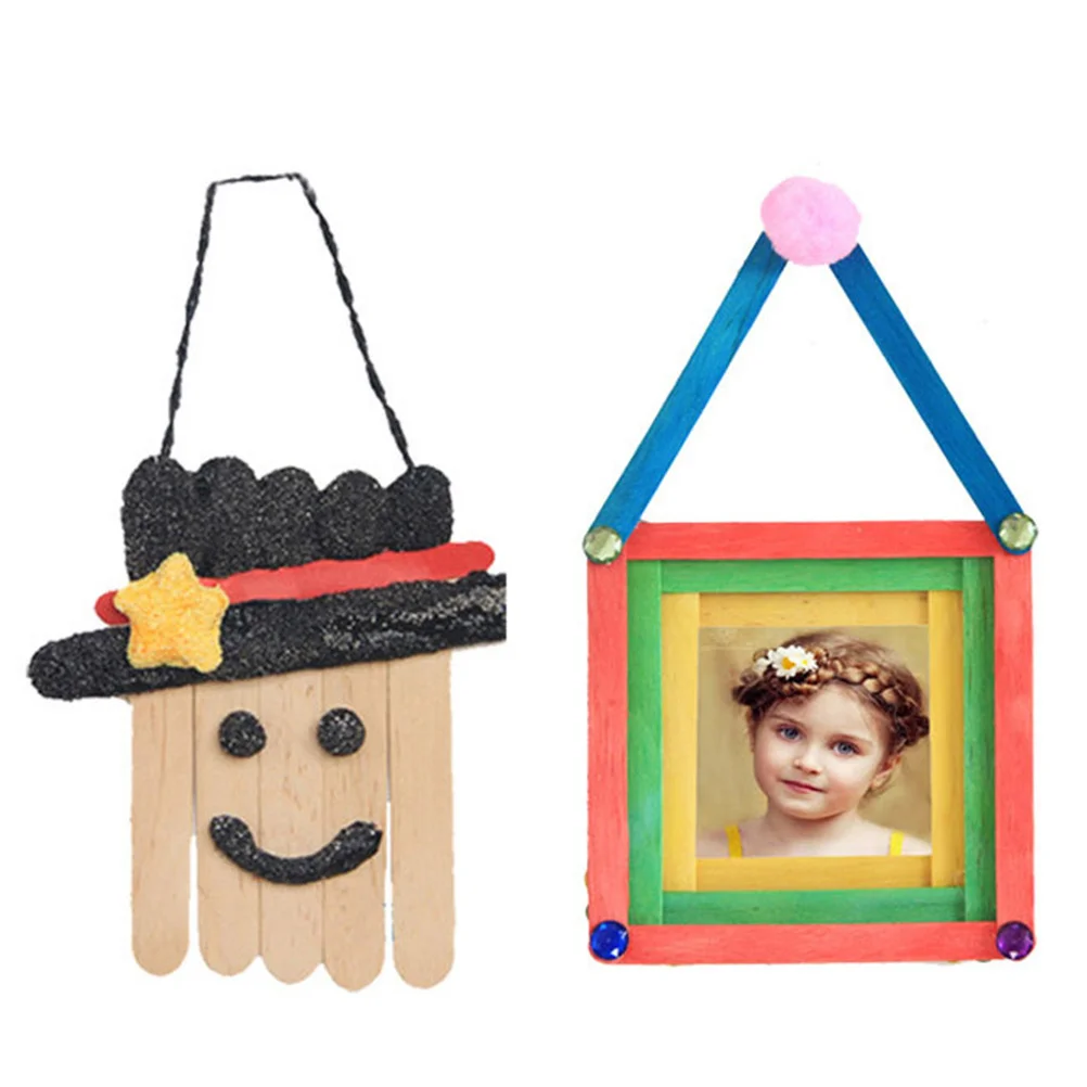 

200Pcs DIY Ice Cream Sticks Colored Wooden Popsicle Sticks Kids Handmade Crafts Art Supplies Children Gift Ice Cream Lolly Molds