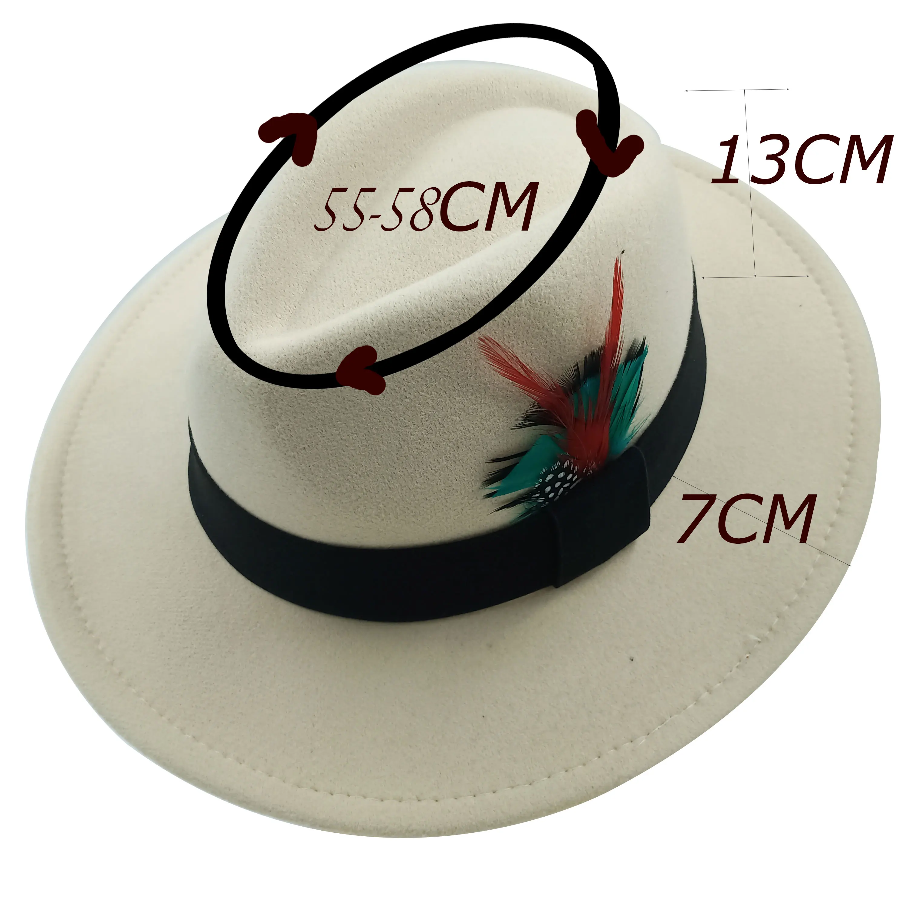 Red Feather Fedoras Men Hat Spring Autumn Jazz Hats Fashion Men\'s And Women\'s Drop Type Church Panama Hat Wide Brim Wholesale