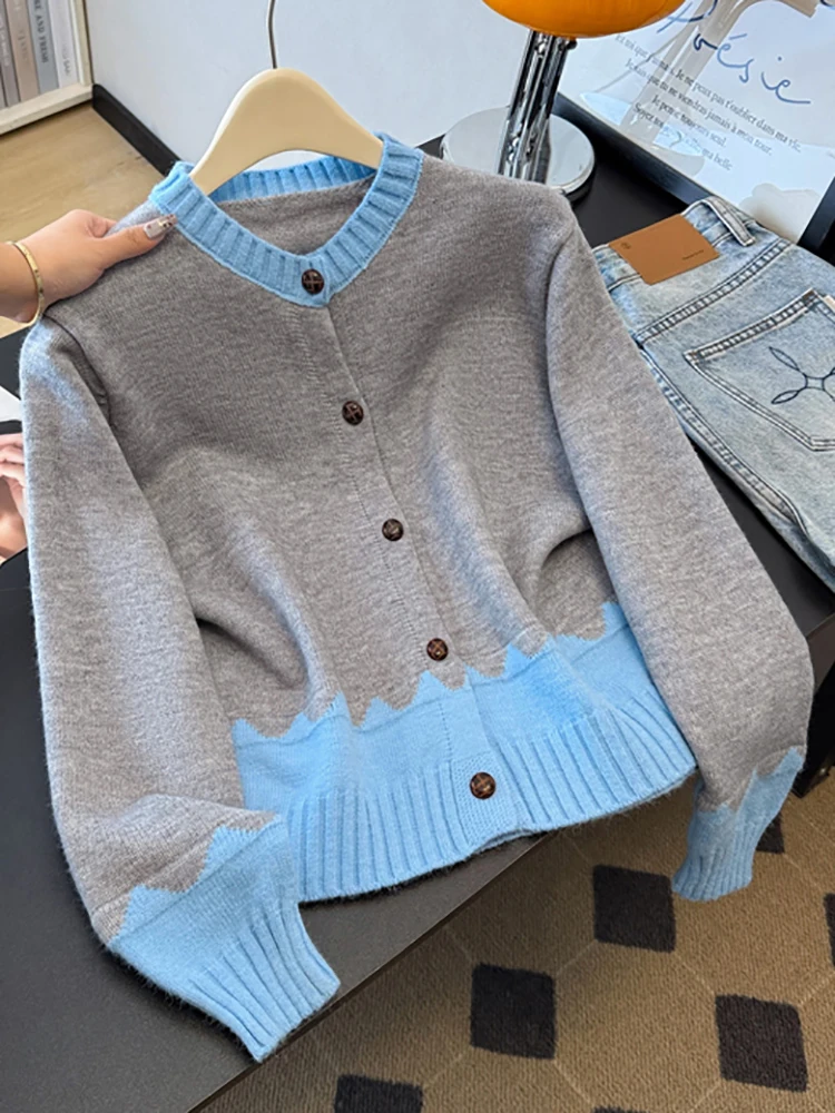 Chao Level Empfehlung ~ Koreanische Sle Farbe Blo Design Offene Strickjacke Pullover Frauen Neue Herbst Winter Wolle Gestrickte Top
