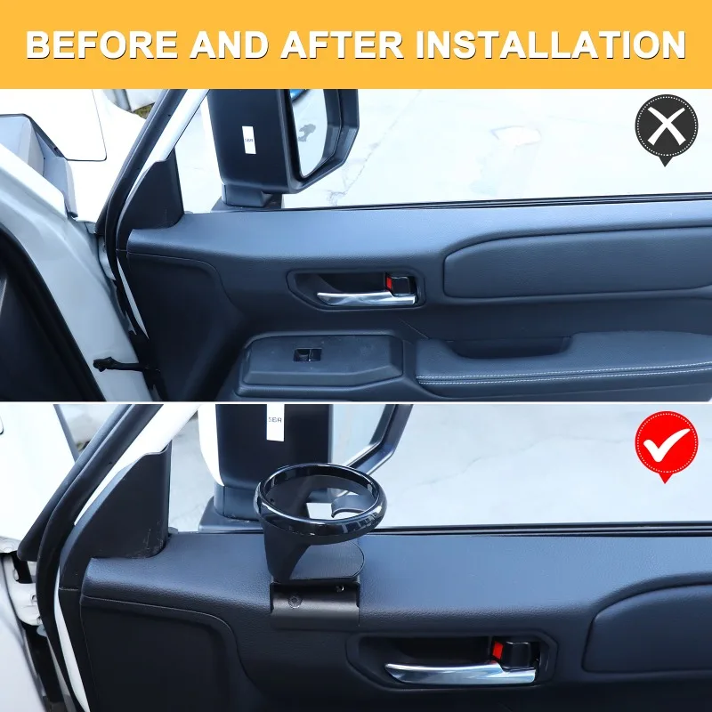 الكربون الصلب ل 2024 + تويوتا برادو باب السيارة الأيمن لوحة الباب الداخلي حامل الكأس اكسسوارات السيارات الداخلية #4