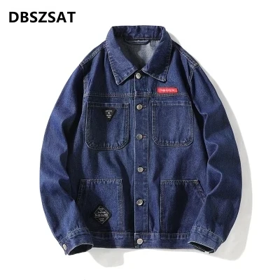 

New 2023 Cotton Denim Jacket Men Casual Solid Color Lapel Single Breasted Jeans Jacket Men Autumn Slim Fit Quality Mens Jackets