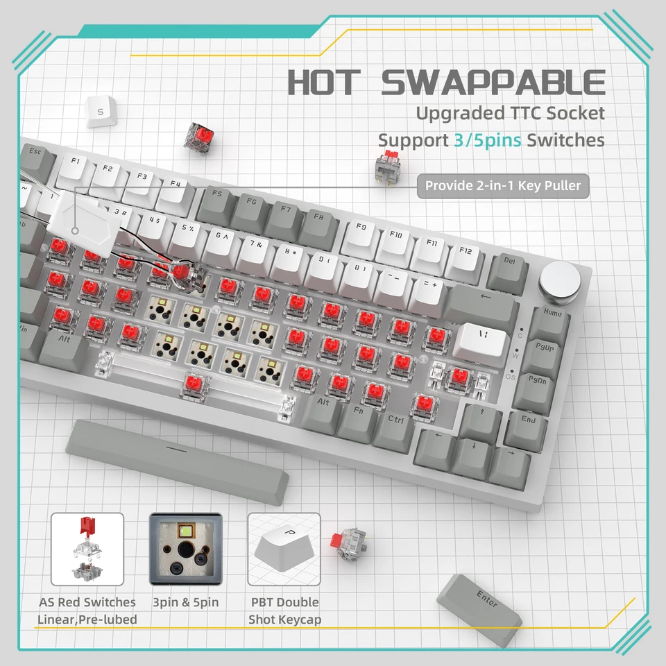 Attack Shark x AJAZZ AK820 Gasket Mechanical Keyboard with Knob