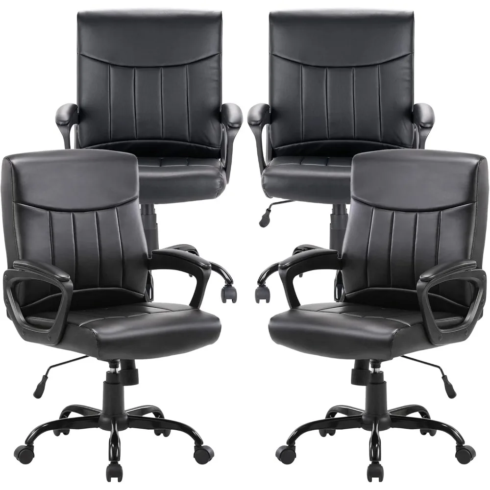 

Mid Back Leather Office Executive Chair with Lumbar Support and Padded Armrestes Swivel Adjustable Ergonomic Design