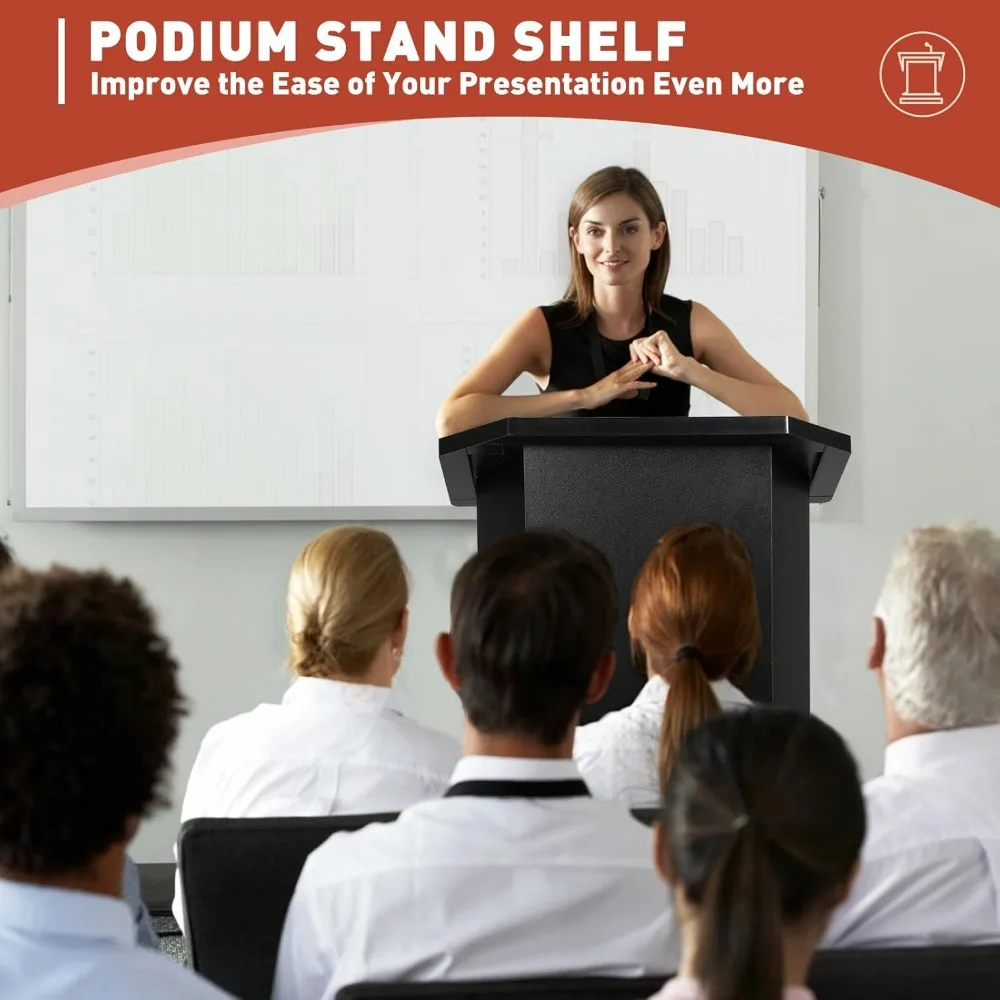 大型2段木製演台、読書台付き、高さ49インチの演壇スタンド、教会説教壇スタンド、配線穴付き