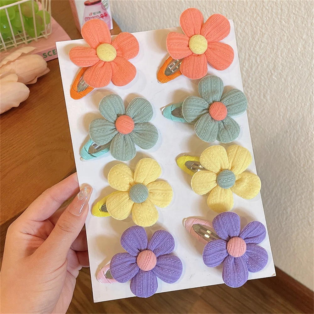 【4-Piece Set】Children\'s Cute Flower Hairpin Baby Broken Hair Clip Bangs Clip Kids Headwear Girl Hairpin Baby Headdress Wholesale