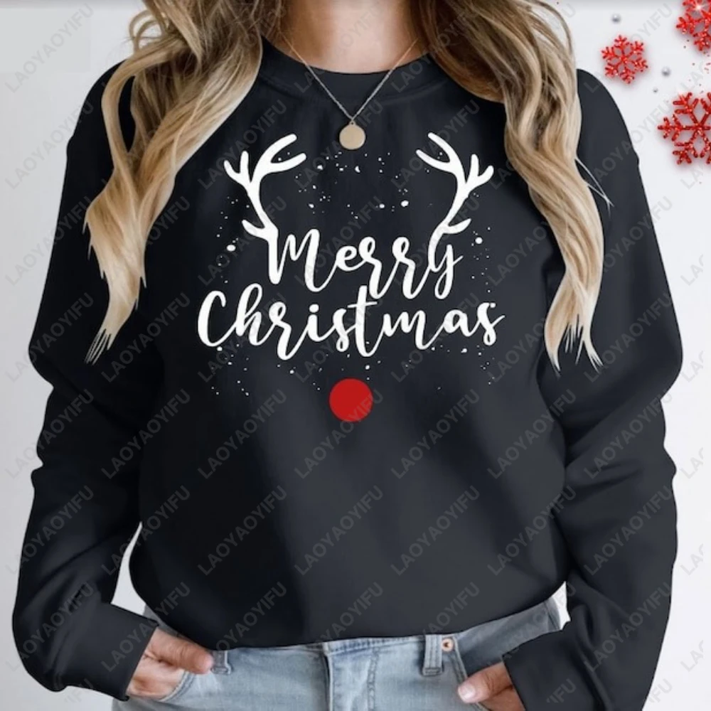 

Толстовка с Рождеством и оленями, простые толстовки с рисунком, женская одежда, мужская одежда, новогодний рождественский осенне-зимний свитер